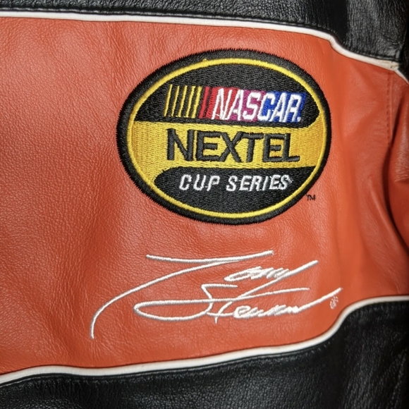 NASCAR Leather Jacket Mens M Tony Stewart Nextel Home Depot 2005 Patches Pocket - Picture 5 of 15